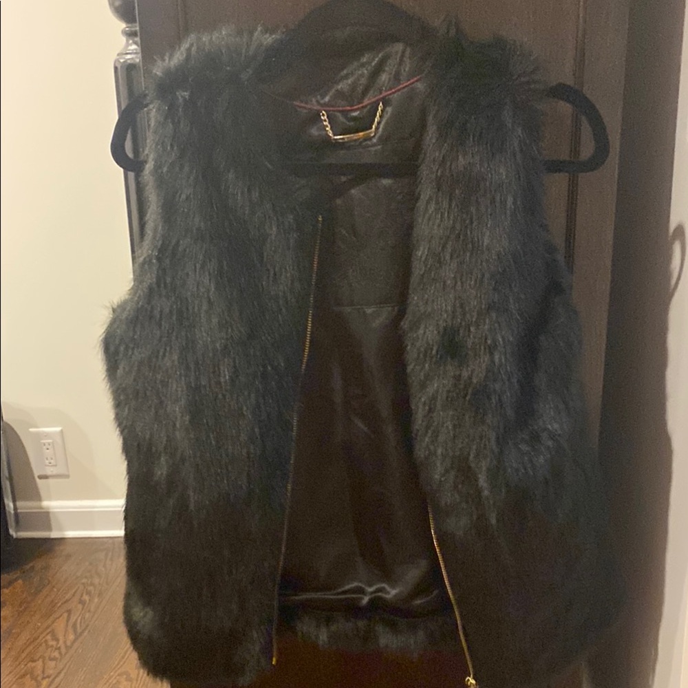 Black Faux Fur Vest